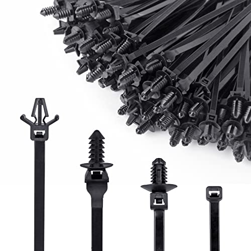 Xislet Universal Push Mount Cable Zip Tie Compatible with Cars Boat Trailer Polaris UTV Side By Side Jeep Wrangler Nylon Self Locking Cable Strap for Engine Bay Wire Harness Restraint Ties- 120 Pcs