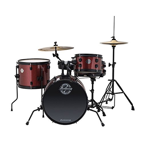 Ludwig LC178X025 Questlove Pocket Kit 4-Piece Drum Set-Red Wine Sparkle Finish, inch