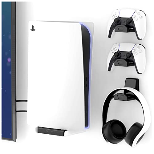 TotalMount Wall Mount for Original PS5 – Mounts Playstation 5 on a Wall by Your TV – Not Compatible with PS5 Slim (PS5 Wall Mount and Three Controller Holders)