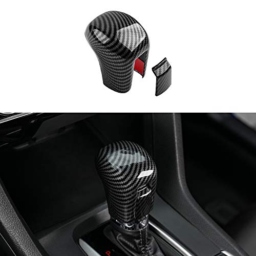Thenice for 10th Gen Civic Gear Shifting Knob Cover ABS Black Carbon Fiber CVT Automatic Transmission Lever Trim for Honda Civic Sedan Hatchback Coupe 2021 2020 2019 2018 2017 2016