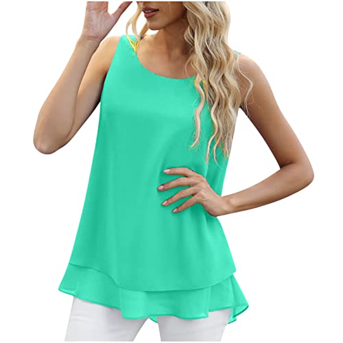 Women's Tank Tops Camisole Cami Top Casual Flowy Summer Sleeveless Tunic Tshirts Cami Vest Ruched Tops Hide Belly Tops