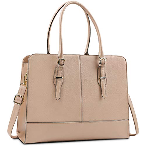 Laptop Bag for Women Leather Work Tote 15.6 Inch Laptop for Computer Bag Waterproof Business Office Professional Large Capacity Handbag Shoulder Bag khaki