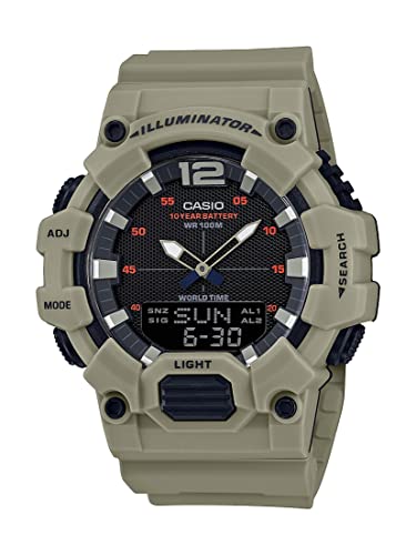 Casio Men's 10 Year Battery Quartz Resin Strap Sport Watch, Featuring 1/100 Second Stopwatch, 24 Hour Countdown Timer And Multiple Alarms (Model: HDC-700-3A3VCF)