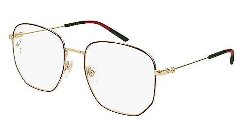 Gucci Octagonal Eyeglasses GG0396O 001 Gold/Black/Green/Red 56mm 396