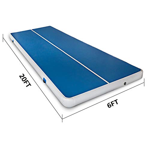ERfairdeal 20FTx6.6FT Air Gymnastics Track Mat,8 inches Thickness Gymnastics Tumbling Air Mat Inflatable Tumble Track with Electric Air Pump, for Gym/Training/Yoga/Home use/Exercise/Cheerleading/Water