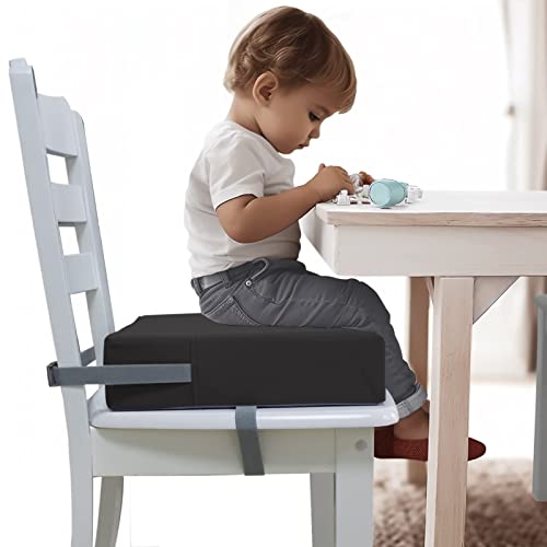 Eiury Booster Seat for Dining Table, PU Anti-Scratch Easy Cleaning Kids Toddler Booster Seat for Table, Portable Increasing Booster Cushion with Non-Slip Bottom and Adjustable Elasticity Straps
