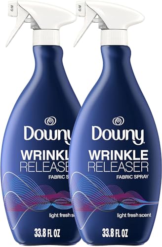 Downy Wrinkle Releaser Fabric Refresher Spray, Odor Eliminator, Ironing Aid and Anti Static Spray, Light Fresh Scent, 33.8 Fl Oz (Pack of 2)