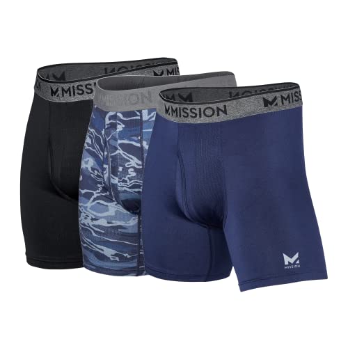 MISSION Mesh Boxer Briefs 6” Men’s Underwear - Performance Heat Release - 3 Pack