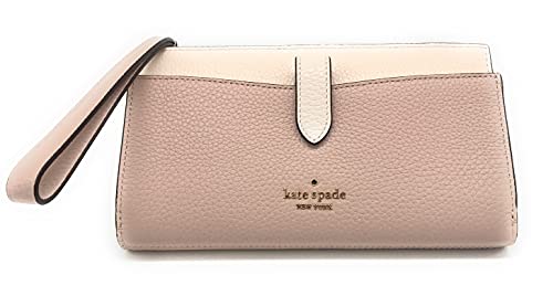 Kate Spade New York Leila Medium Pebbled Leather Phone Wallet Wristlet (Warm Beige)