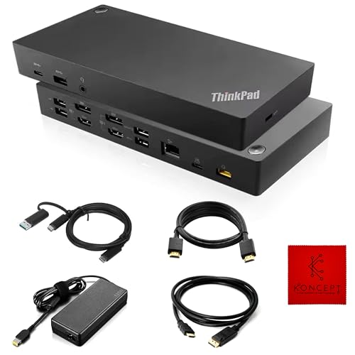 40AF0135US LENOVO Docking Station Hybrid USB-C with USB-A - 1 Year Warranty - Lenovo ThinkPad Dock USB C with 135W AC Adapter, HDMI & DisplayPort Cable - Thinkpad Docking Station Dual Monitor (NEW)