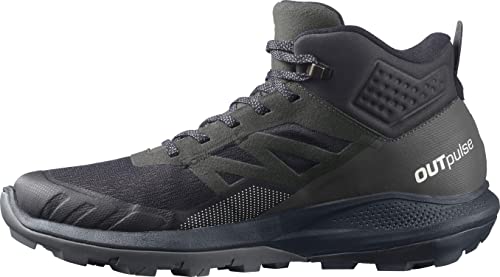 Salomon Men's OUTPULSE Mid Gore-Tex Hiking Boots for Men, Black/Ebony/Vanilla Ice, 11