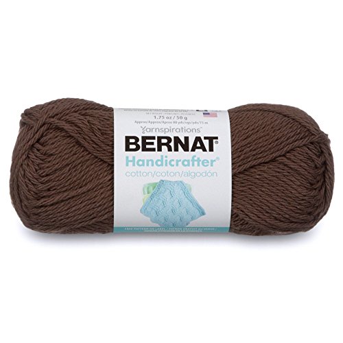 Bernat Handicrafter Cotton Solids Yarn, 1.75 oz, Gauge 4 Medium, 100% Cotton, Warm Brown