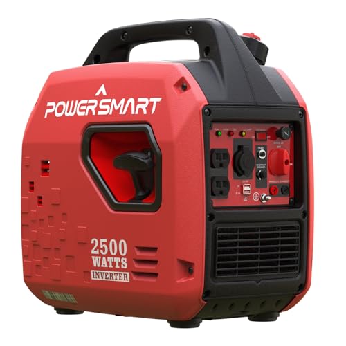 PowerSmart 2500-Watt Gas Powered Portable Inverter Generator, Super Quiet for Camping, Tailgating, Home Emergency Use, CARB Compliant (PS5020W) 2024 Version