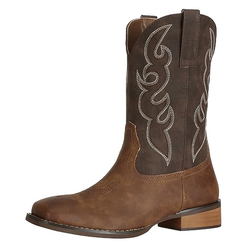 J's.o.l.e Men's Cowboy Western Boots Durable Comfortable Wide Calf Square Toe Boots US 11