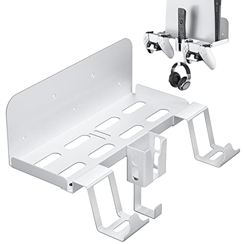 Allnice PS5 Wall Mount, 5 IN 1 Playstation 5 Wall Mount (Disc and Digital Edition) Wall Bracket for Playstation 5 with Detachable Controller Holder & Headphone Hanger & Remote Control Bracket (White)