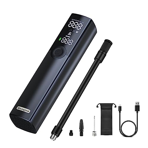 Woowind BP188 Bike Pump Electric Bicycle Pump, Portable Tire Inflator Air Pump for Bikes, Auto Shut-Off with Presta,Schrader Valve and Dunlop Valve, 120PSI and Rechargeable (Black)