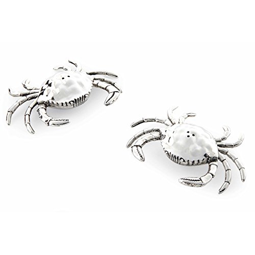 Mud Pie Crab Salt and Pepper Shaker Set, Silver 3 1/2' x 2 1/2'