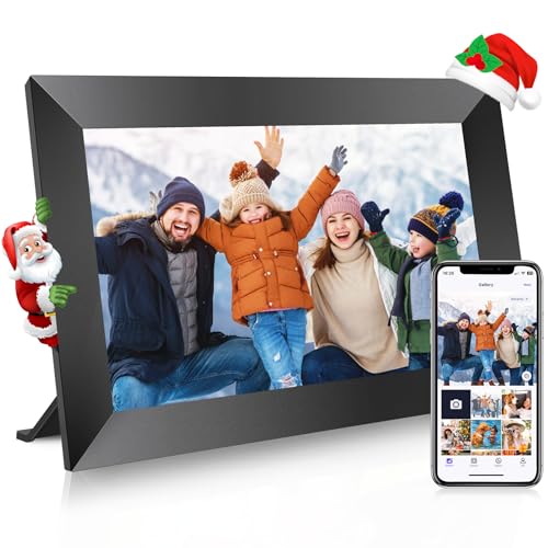 WONNIE 10.1 Inch WiFi Digital Picture Frame with 32GB Memory, 1280x800HD IPS Touch Screen Electronic Photo Frames, Easy Set-up & Use, Instant and Private Photo-Sharing, Send Wishes, Auto-Rotate