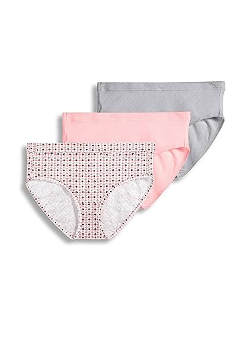 Jockey Women's Underwear Elance Breathe Hipster - 3 Pack, Silver Fox/Spotty Dot/Blushing Rose, 10