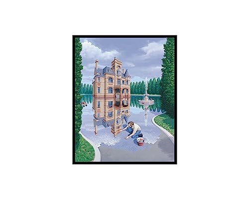 Poster Master Vintage Rob Gonsalves Poster - Retro The Mosaic Moat Print - Magic Realism Art - Gift for Men & Women - Aesthetic Wall Decor for Living Room, Bedroom or Office - 11x14 UNFRAMED Wall Art