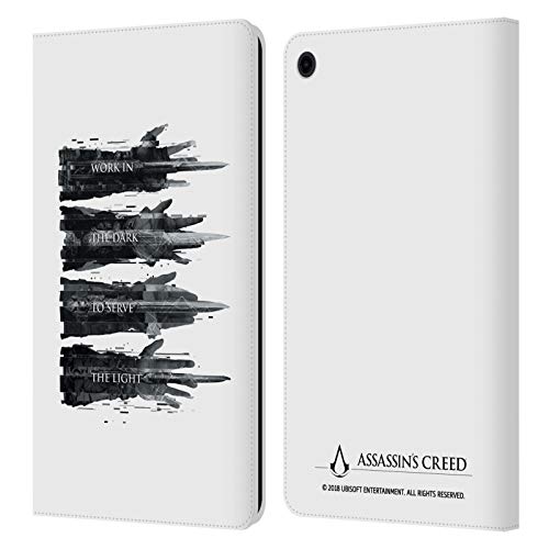 Head Case Designs Officially Licensed Assassin's Creed Hidden Blades Legacy Typography Leather Book Wallet Case Cover Compatible with Fire HD 8 (2015) (2017) (2018)