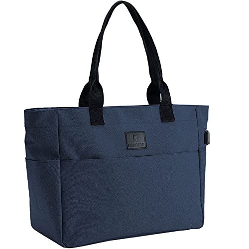 Large Laptop Tote Bag For Women Work Fits 15.6 inch -17 inch Shoulder Bag USB Teacher Bags With Many Pockets, Blue