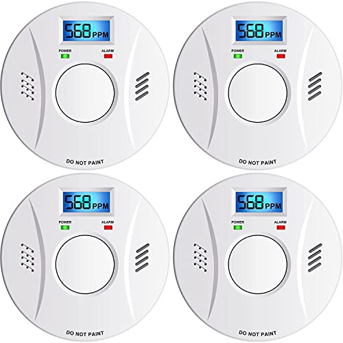 Smoke Detector and Carbon Monoxide Detector Co2 Detector Battery Powered with Test/Reset Button 4 Pack