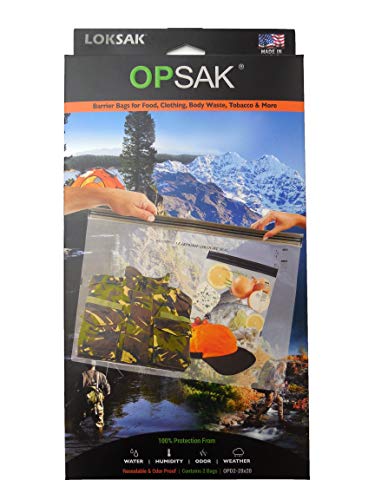 LOKSAK - OPSAK Odorproof Dry Bags for Backpacking, Hiking and Storage- Resealable Reusable and Recyclable Storage Bags (2 pack 28 in x 20 in)