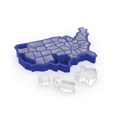 True Zoo U Ice of A, Silicone Ice Cube Tray, USA Ice Mold, Novelty Ice July 4th Party Supplies, Dishwasher Safe, Blue, 38 Cubes