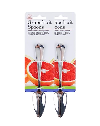 Better Houseware Grapefruit Spoons ,Set of 2 Grapefruit Spoons serrated stainless steel ,grapefruit spoon Baby fruit spoon scraper, Spoons with Serrated Edges for Orange & Kiwi, Ginger Peeler