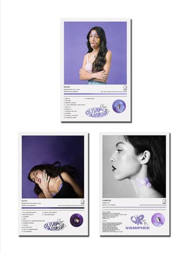 BATWHO Olivia poster A Set of 3 canvas posters,GUTS Poster SOUR Poster VAMPIRE Poster, Rodrigo Album Aesthetics 3 Piece Set,12x18IN Canvas Prints Unframed Set of 3