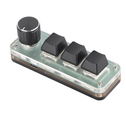 Heayzoki 3 Key Macro Pad, RGB Backlight OSU Keypad Mini Programmable Keypad, Multifunctional Shortcut Game Keypad USB Mechanical Keyboard with Knob for DIY Programming Gaming