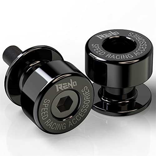 RENO SP1-M6 Aluminum Motorcycle Swingarm Spools Slider PRO Compatible with Select Models (Black, 2 Pcs)