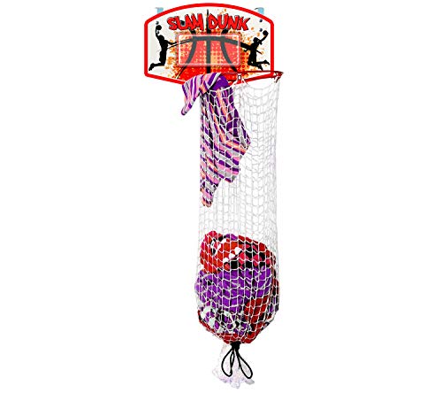 Bundaloo Slam Dunk Basketball Hamper - Over The Door 2 In 1 Hanging Basketball Hoop Or Laundry Hamper Boys & Girls Room Decor - Fun Gift