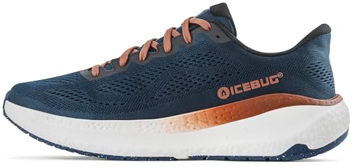 Icebug Womens Aura RB9X Road Running Shoe with Traction Sole, Deep Blue/Copper, L07.5