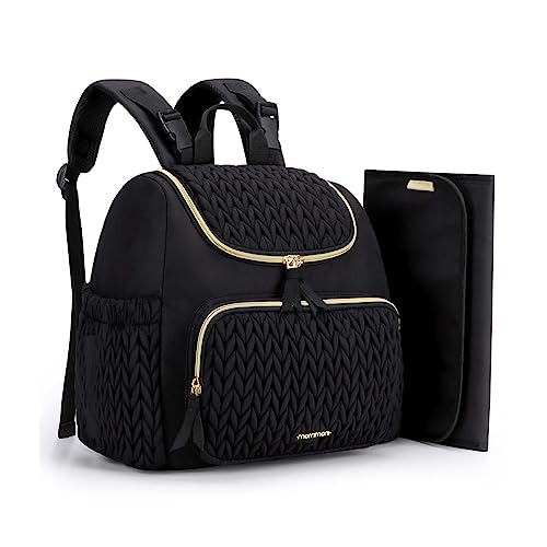 mommore Diaper Bag Small Diaper Backpack Stylish Baby Backpacks Travel Mini Maternity Bags with Insulated Pockets, Changing Pad, Stroller Straps