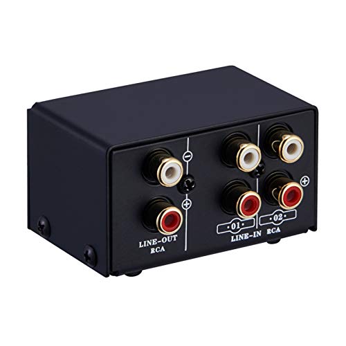 JINGFENG Audio Switcher RCA 2 in 1 Out/1 in 2 Out A/B Switch Stereo Audio Splitter Box with No Distortion RCA Jack for Switching Between Computer Speakers and Headphones