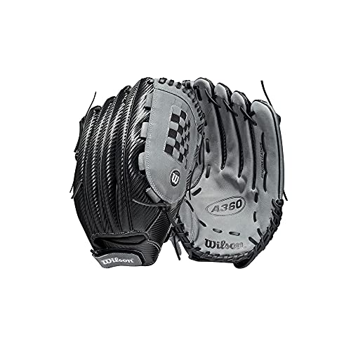 Wilson 2021 A360 SP14 14' Slowpitch Softball Glove - Right Hand Throw, Black/Grey