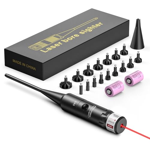 EZshoot Bore Sight Kit Bright Red Dot Laser BoreSighter with Big Button Switch for .17 to 12GA Caliber