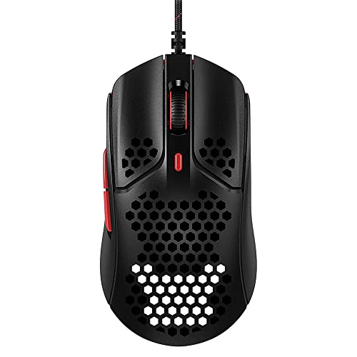 HyperX Pulsefire Haste – Gaming Mouse – Ultra-Lightweight, 59g, Honeycomb Shell, Hex Design, HyperFlex USB Cable, Up to 16000 DPI, 6 Programmable Buttons - Black/Red