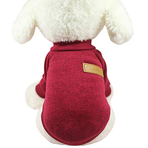 Jecikelon Pet Dog Clothes Dog Sweater Soft Thickening Warm Pup Dogs Shirt Winter Puppy Sweater for Dogs (Medium, Wine)