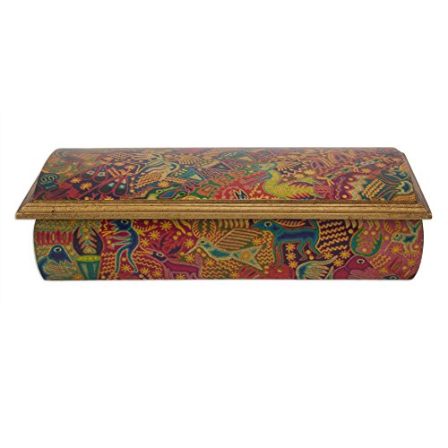 NOVICA Decorative Wood Decoupage Jewelry Box, Multicolor, Huichol Fiesta'