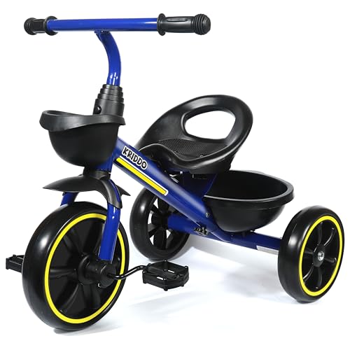 KRIDDO Kids Tricycles Age 24 Month to 4 Years, Toddler Kids Trike for 2.5 to 5 Year Old, Gift Toddler Tricycles for 2-4 Year Olds, Trikes for Toddlers, Blue