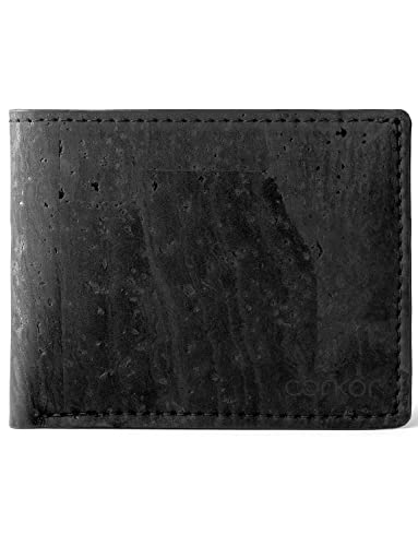 Corkor Slim Bifold Wallet for Men – Cork Wallet - Vegan Leather – Cruelty Free - Black