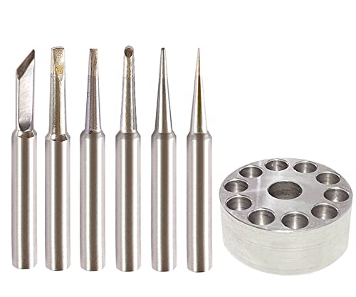 ShineNow ST Soldering Tips for Weller WLC100 SP40 SP40N WP25 WP30 WP35 6pcs Combo with a Metal Tip Holder