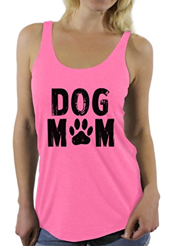 Awkward Styles Women's Dog Mom Racerback Tank Tops Dog Lover Dog Paw Gift for Mom + Sticker Gift Pink S