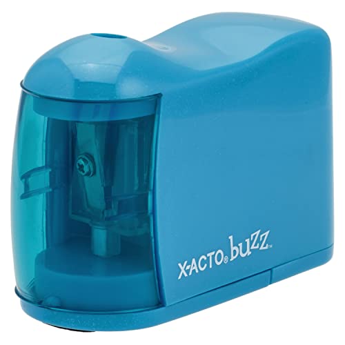 X-ACTO Buzz Battery Pencil Sharpener, Assorted Colors, Safety Shut-off When Receptacle is Removed, Steel Razor Cutter, Color May Vary