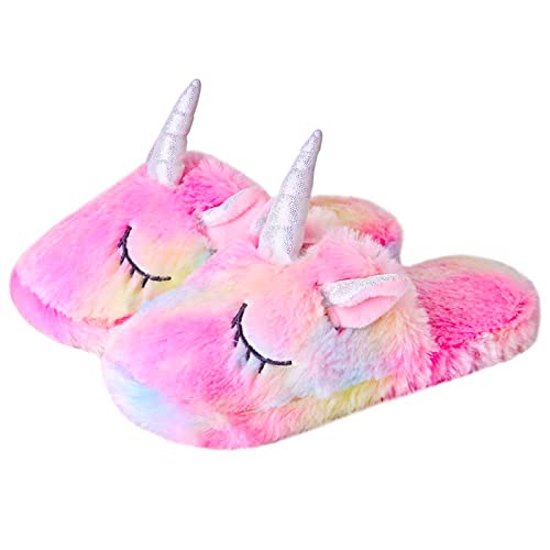 Anddyam Kids Family Unicorn Slippers Household Anti-Slip Indoor Home Slippers for Girls and Boys (8.5-9.5 Toddler)