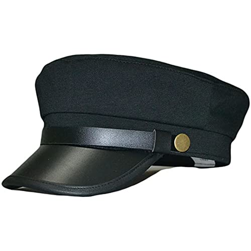 Classic Unisex Black Chauffeur Hat Driver Hat Fiddler Newsboy Hat Classic British Flat Top Fisherman Hat Captain Sailor Hat for Men Women