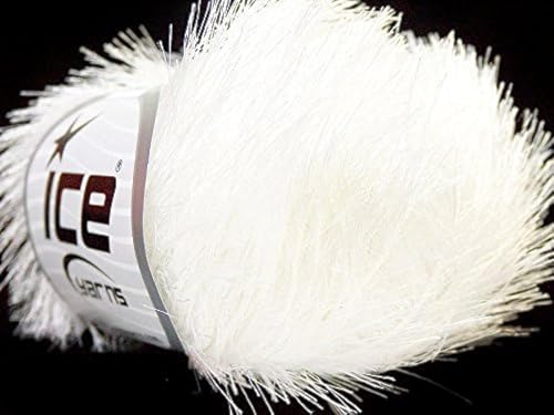 Optical White Eyelash Yarn Ice Bright, Bright Solid White Fun Fur 22744 82 Yards